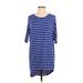 Lularoe Casual Dress - High/Low Crew Neck Short sleeves: Blue Color Block Dresses - Women's Size 2X-Small