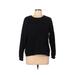 SB Active Sweatshirt: Crew Neck Covered Shoulder Black Solid Tops - Women's Size Large