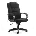 OPO Moore Executive Office Chair Black Bonded Leather with Arms | Executive Static Chair with High Back Seat and Tilt Mechanism | Matching Black 5 Star Base and Arms Black Fabric