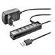 NGS IHUB7 Tiny - USB 2.0 Hub 7 Ports mit Power Adapter 5V/1A, universell kompatibel, Plug and Play