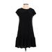 Maddy & Nell Casual Dress - Party High Neck Short sleeves: Black Print Dresses - Women's Size Small