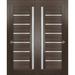 Closet Door - SARTODOORS Quadro Frosted Glass Paneled Wood Sliding Closet Brown Doors Wood in Black | 80 H x 56 W x 1.5625 D in | Wayfair