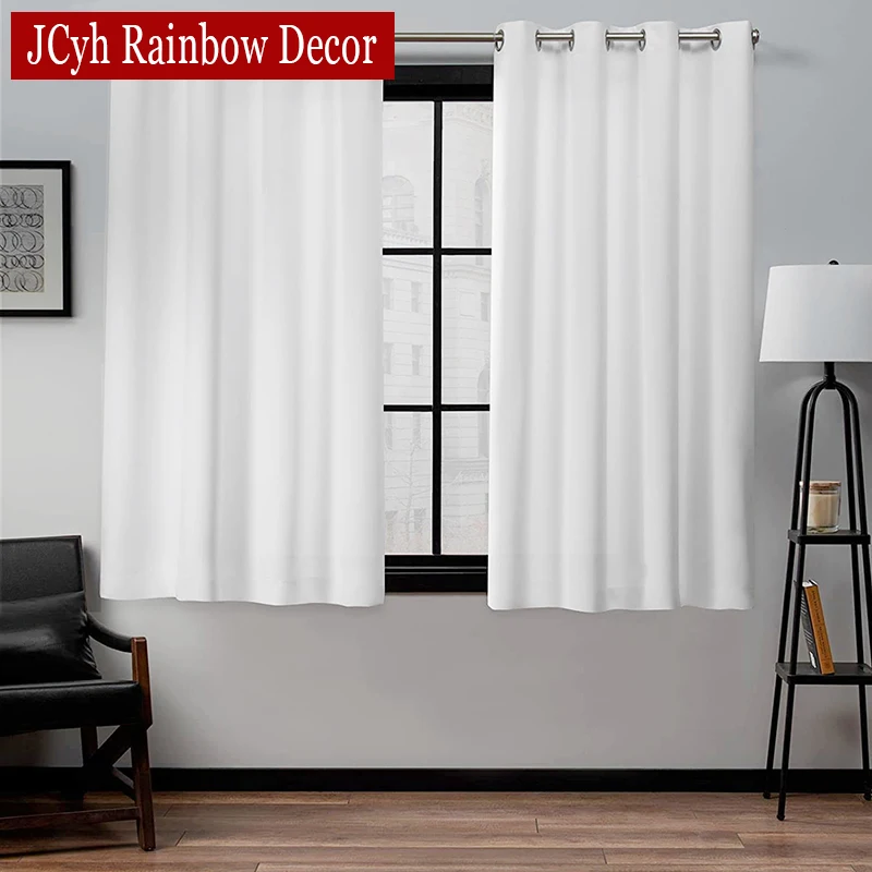 Rideaux courts occultants blancs pour salon chambre rideaux prêts pour cuisine salles fenêtre Opaque Cortinas ombrage 75%