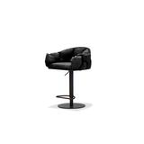 Ebern Designs Sefa Puffer Hydraulic Leatherette Counter Stool Upholstered/Leather/Metal/Faux leather in Black | 42 H x 21 W x 24 D in | Wayfair