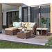 Latitude Run® Outdoor 5 Piece Seating Group w/ Cushions Synthetic Wicker/All - Weather Wicker/Wicker/Rattan | Wayfair