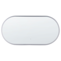 Badspiegel Silber Glas und Aluminium 120 x 60 cm Oval mit LED-Beleuchtung Touch-Sensor Antibeschlag Modern Badezimmer Möbel Ausstattung