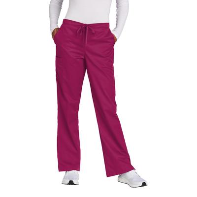 Wonderwink WW4750T Women's Tall WorkFlex Flare Leg Cargo Pant in Wine size 2XLT | Polyester Blend