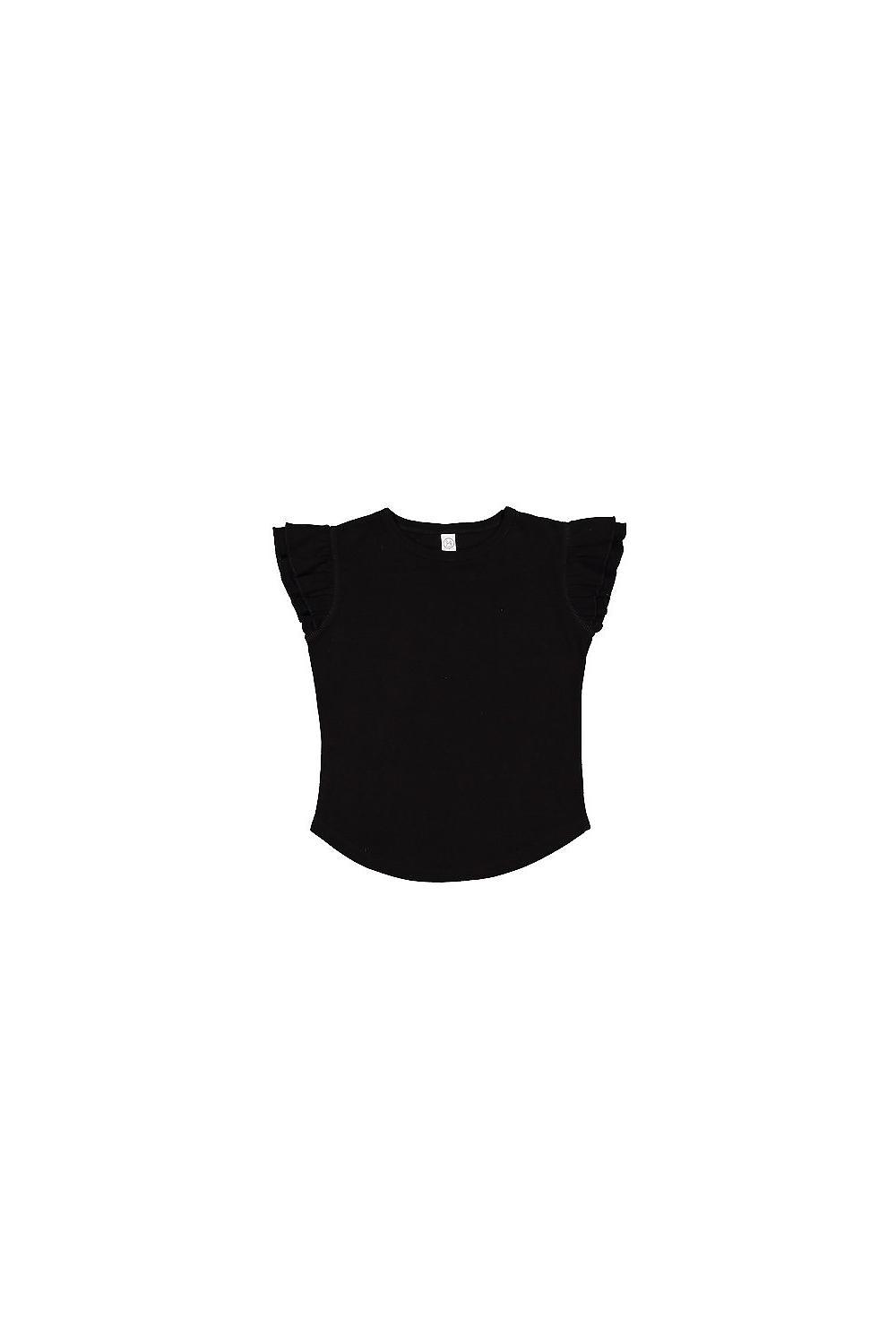Rabbit Skins RS3339 Toddler Girls Flutter Sleeve T in Black size 5/6T | Cotton 3339