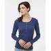 Boxercraft BW2402 Women's Harper Long Sleeve Henley T-Shirt in Navy Blue size Medium | Cotton/Spandex Blend