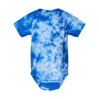 Dyenomite 340CR Infant Crystal Tie-Dyed Onesie in Royal Blue size 12M | Cotton
