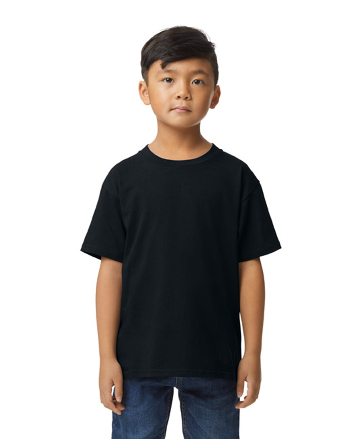 Gildan 65000B Youth Softstyle Midweight T-Shirt in Pitch Black size Small | ring spun cotton