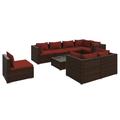 Ebern Designs Cimberly 9 Piece Patio Lounge Set w/ Cushions Poly Rattan Gray Synthetic Wicker/All - Weather Wicker/Wicker/Rattan | Wayfair