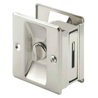 Prime Line N 7239 Pocket Door Privacy Lock & Pull, Satin Nickel