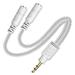 Headphone Splitter AUX Splitter Cable for Headset Knitted 3.5mm Splitter 2-Way Audio Splitter Stereo Audio Y Cable Produces Equal Audio Output for Headphones Earphones Speakers