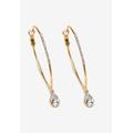 Women's White Crystal Goldtone Hoop Teardrop Earrings (1.5") by PalmBeach Jewelry in Crystal