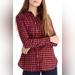 J. Crew Tops | J.Crew Brushed Twill Flannel Button Down Shirt Red Size 0 | Color: Red | Size: 0