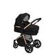 MoMi Limuru 2-in-1 Combination Pushchair with Buggy, Adjustable 5-Point Safety Belt, from 6 Months (up to 15 kg), Baby Cot, Shopping Basket, Mattress and Changing Bag, Black