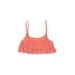 Kenneth Cole REACTION Swimsuit Top Orange Solid Scoop Neck Swimwear - Women's Size Large