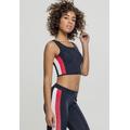Muskelshirt URBAN CLASSICS "Urban Classics Damen Ladies Side Stripe Cropped Zip Top", Herren, Gr. XL, bunt (navy, firerot, weiß), 80% Polyamid, 20% Elasthan, gestreift, casual, skinny fit, Rundhals, ohne Ärmel, Shirts
