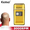 Kemei rasoir électrique pour hommes Rechargeable 8000 tr/min tête chauve lavable finition Ultra