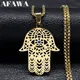 Collier main de Fatima Hamsa vintage pour hommes et femmes acier inoxydable pendentif œil bleu