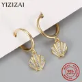 YIZIZAI-Boucles d'oreilles créoles bohèmes en argent regardé 925 pour femmes bijoux de luxe