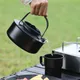 Théière et cafetière d'extérieur bouilloire de camping assiette britannique ronde ustensiles de