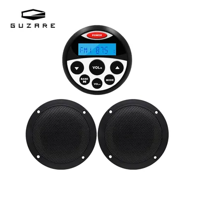 GUZARE-Autoradio Stéréo Bluetooth FM AM Récepteur Audio Lecteur MP3 Étanche 4 Pouces Hautréusde