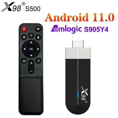 Clé TV X98 S500 Amlogic S905Y4 Android 11 Façade AV1 Core 4K Touriste Wifi BT Android 11.0