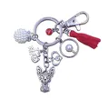 Porte-clés avec pompon en forme d'animal de compagnie Vintage couleur argent bohème pour femmes