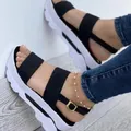 2022 New Women Slippers Platform Sandals Woman Wedges Shoes Ladies Summer Sandals Buckle Non-slip