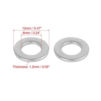 M6 x 12mm x1.2mm Stainless Steel Car Fastener Sealing Flat Washer Gaskets