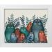 Fab Funky 32x26 White Modern Wood Framed Museum Art Print Titled - Electric Owls Blue and Orange