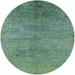 Ahgly Company Machine Washable Indoor Round Industrial Modern Fall Forest Green Area Rugs 3 Round