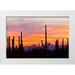 Illg Cathy and Gordon 18x13 White Modern Wood Framed Museum Art Print Titled - AZ Sonoran Desert Saguaro cactus at sunset