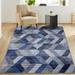 HOMERRY Small Machine Washable Area Rug 2 x3 Trellis Throw Rug Entry Rug Non-Slip Carpet Modern for Laundry Bedroom Navy Blue/Gray