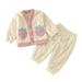 JDEFEG New Born Baby Items Toddler Girls Winter Long Sleeve Strawberries Prints Tops Pants 2Pcs Outfits Clothes Set for Babys Clothes Pink White Baby Clothes Bulk White M