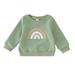 JDEFEG Toddler Full Zip Hoodies Toddler Baby Boys Girls Sweatshirt Long Sleeve Tops Casual Autumn Spring Sweatshirts Rainbow Prints Toddler Hooded Sweatshirt 18 Month Cotton Blend H 6M