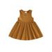 wybzd Toddler Baby Girl Knit Sweater Dress Kids Ribbed Ruffle Long Sleeve Tank Dresses Top Fall Winter Outfits Brown 3-4 Years