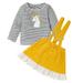 URMAGIC Fall Baby Girls Stripe Unicorn T-shirt Suspender Skirt Outfit Set 6M-3T