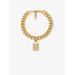Michael Kors Precious Metal-Plated Brass Pavé Lock Curb Link Necklace Gold One Size