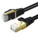 CAT 7 Ethernet Cable 50ft High Speed 10 Gbps 600MHz Black CAT7 Connector LAN Network Gigabit Internet Wire Patch Cord with Professional S/STP Gold Plated Premium Shielded Twisted Pair