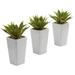 Nearly Natural Mini Agave w/ Planter (Set of 3) White