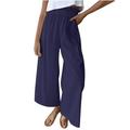 Bigersell Women Wide Leg Pants Full Length Women s Fashion Casual Solid Color High Waist Loose Mopping Long Cotton Linen Wide Leg Pants Ladies Lined Leggings