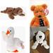 Assorted Ty Beanie Baby 4 Pack Bundle: TY Beanie Baby - CUBBIE the Bear TY Beanie Baby - PAPPA the Bear Gracie the Swan Bruno the Dog - Retired