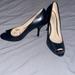 Nine West Shoes | Guc Leather Nine West Peep Toe Heels | Color: Black | Size: 8