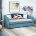 Red Barrel Studio® Mansueta Twin Size Daybed w/ Trundle Upholstered/Velvet in Blue | 33 H x 42 W x 81 D in | Wayfair