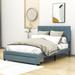 Latitude Run® Queen Size Velvet Platform Bed w/ a Drawer Wood & /Upholstered/Velvet in Blue | 49 H x 62 W x 82 D in | Wayfair