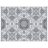 Gray/White 144 x 108 x 0.12 in Area Rug - The Twillery Co.® Kesha RV Mat, Outdoor Patio Rug/Large Camping Carpet w/ Carrying Bag, Waterproof Plastic Straw, Reversible Design For Backyard | Wayfair