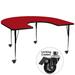 Flash Furniture XU-A6066-HRSE-RED-T-A-CAS-GG Horseshoe Shaped Mobile Activity Table - 66"L x 60"W, Laminate Top, Red